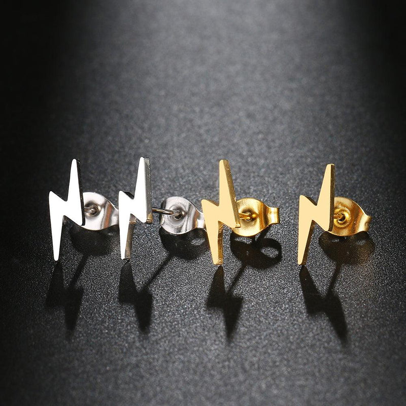Kamara Lighting Bolt Stud Earrings / Stainless Steel