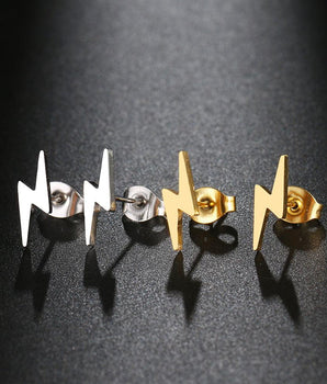 Kamara Lighting Bolt Stud Earrings / Stainless Steel - Nina Kane Jewellery