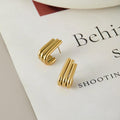 Rania Geometric Triple U Stud Earrings / 18K Gold Plated view 5