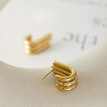 Rania Geometric Triple U Stud Earrings / 18K Gold Plated view 6