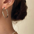 Maria Irregular Hoop Earrings / Stainless Steel view 2