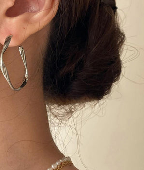 Keira Irregular Hoop Earrings / Stainless Steel - Nina Kane Jewellery