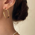 Maria Irregular Hoop Earrings / Stainless Steel view 3
