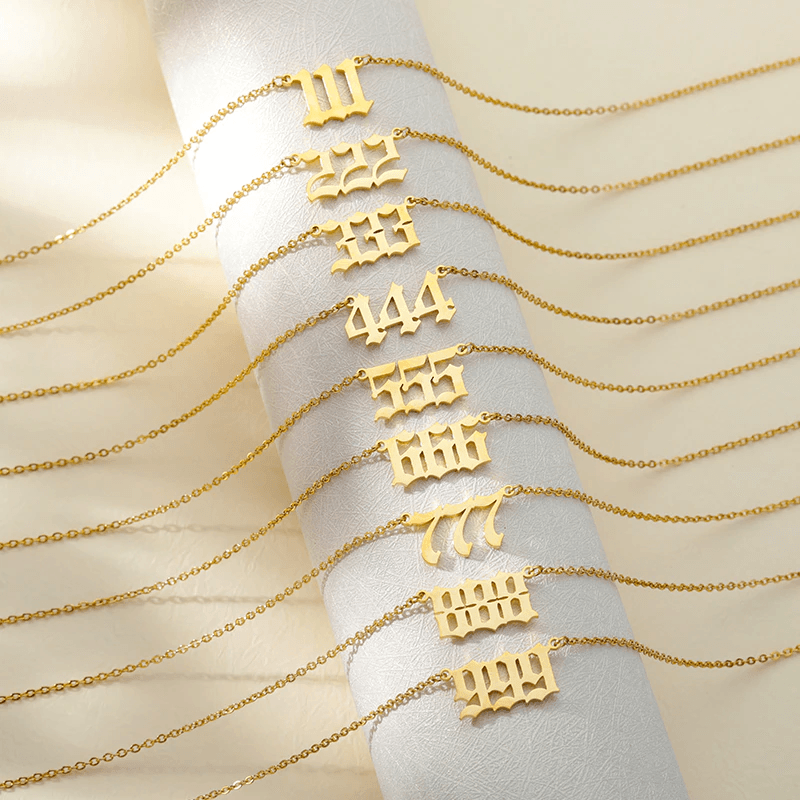 Angel Number Chain Necklaces / Stainless Steel