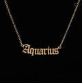 Calista Gold Cursive Script Zodiac Pendants / 18K Gold Plated view 4