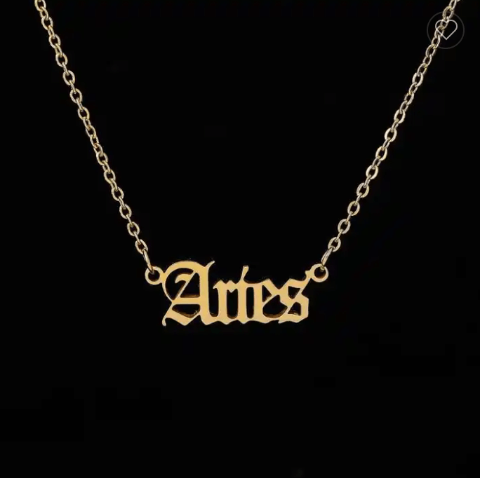 Calista Gold Cursive Script Zodiac Pendants / 18K Gold Plated - Nina Kane Jewellery