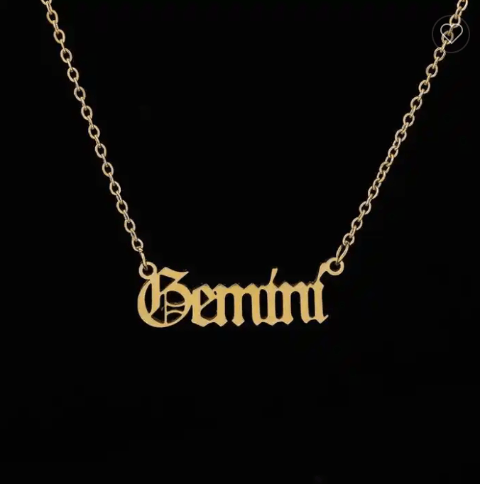 Calista Gold Cursive Script Zodiac Pendants / 18K Gold Plated - Nina Kane Jewellery