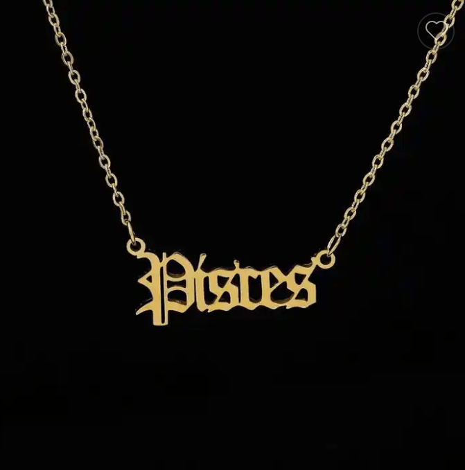 Calista Gold Cursive Script Zodiac Pendants / 18K Gold Plated - Nina Kane Jewellery