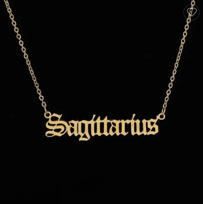 Calista Gold Cursive Script Zodiac Pendants / 18K Gold Plated - Nina Kane Jewellery