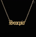 Calista Gold Cursive Script Zodiac Pendants / 18K Gold Plated view 13