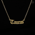 Calista Gold Cursive Script Zodiac Pendants / 18K Gold Plated view 14