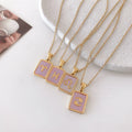 Santana Pink Enamel Zodiac Pendants / Stainless Steel view 3
