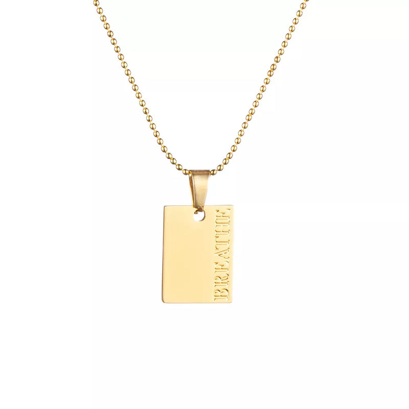 Annie "BREATHE" Necklace / 18K Gold Plated