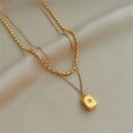 Brienne Two Layer Starburst Zircon Pendant / 18K Gold Plated view 2
