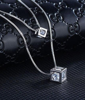 Elektra Double Chain Square Pendants / 925 Sterling Silver - Nina Kane Jewellery