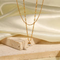 Grace Double Chain Diamond Necklace / 18K Gold Plated view 2