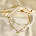 Grace Double Chain Diamond Necklace / 18K Gold Plated view 4