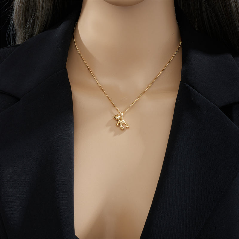 Imogen Teddy Bear Pendant Necklace / Stainless Steel