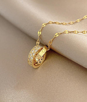 Josephine Double Ring Necklace / Stainless Steel - Nina Kane Jewellery