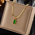 Meredith Green Rectangle Pendant / Stainless Steel view 5