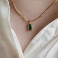 Meredith Green Rectangle Pendant / Stainless Steel view 2