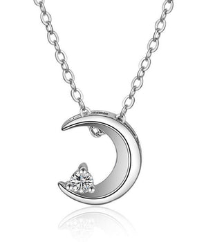 Peyton Crescent Moon Necklace / 925 Sterling Silver - Nina Kane Jewellery