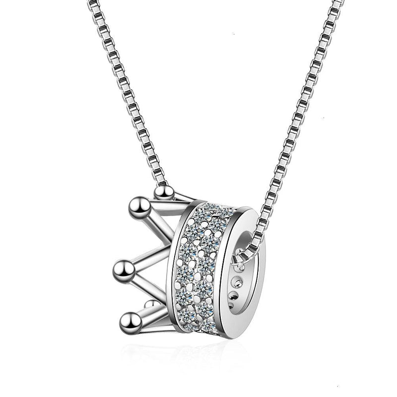 Regina Crown Pendant Necklace / 925 Sterling Silver