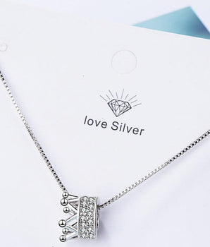 Regina Crown Pendant Necklace / 925 Sterling Silver - Nina Kane Jewellery