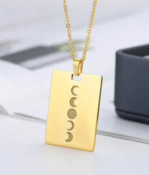 Selene Moon Phases Pendant / Stainless Steel - Nina Kane Jewellery