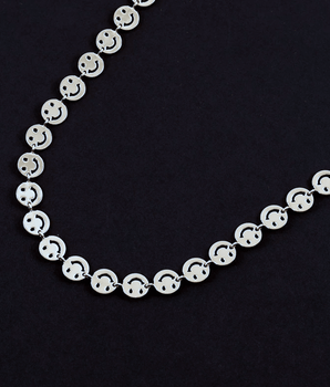 Silver Danika Smiley Face Necklace / Stainless Steel - Nina Kane Jewellery