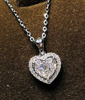 Tavira Diamond Heart Necklace / 925 Sterling Silver - Nina Kane Jewellery