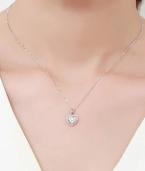 Tavira Diamond Heart Necklace / 925 Sterling Silver - Nina Kane Jewellery