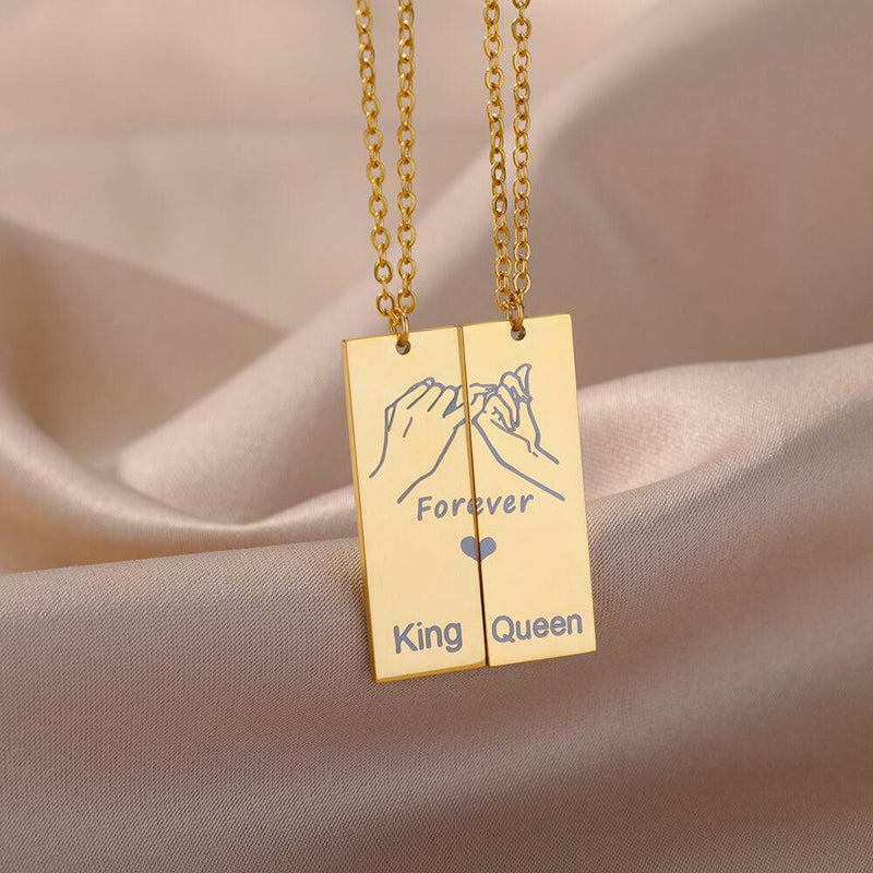 The King & Queen Couples Pendant / 18K Gold Plated