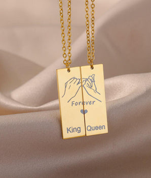 The King & Queen Couples Pendant / 18K Gold Plated - Nina Kane Jewellery