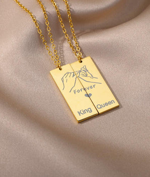 The King & Queen Couples Pendant / 18K Gold Plated - Nina Kane Jewellery