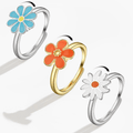 Daisy Adjustable Flower Rings / 925 Sterling Silver view 1