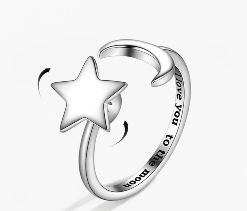 Alita Moon & Star Spinning Ring / Stainless Steel