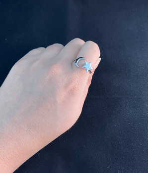 Alita Moon & Star Spinning Ring / Stainless Steel - Nina Kane Jewellery