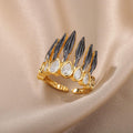 Black Feather Crown Ring / Stainless Steel view 2