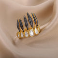 Black Feather Crown Ring / Stainless Steel view 4