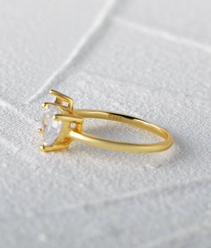 Esme Two Stone Adjustable Ring / 925 Sterling Silver - Nina Kane Jewellery