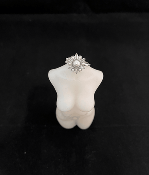 Joanna Pearl Starburst Ring / Stainless Steel - Nina Kane Jewellery