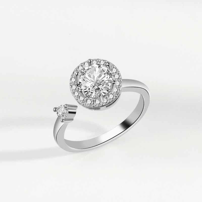Olivia Round Diamond Spinner Ring / 925 Sterling Silver