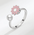Pink Daisy Spinner Ring / Stainless Steel view 1
