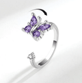Purple Butterfly Spinning Ring / 925 Sterling Silver view 1