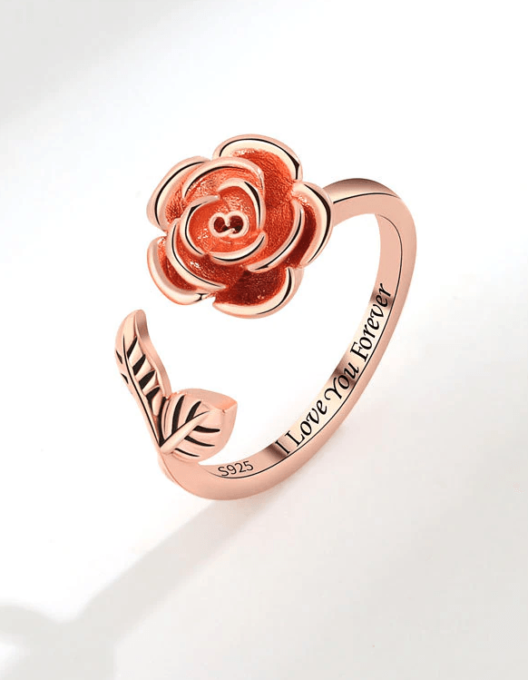 Rose Gold Engraved Anxiety Ring / 925 Sterling silver