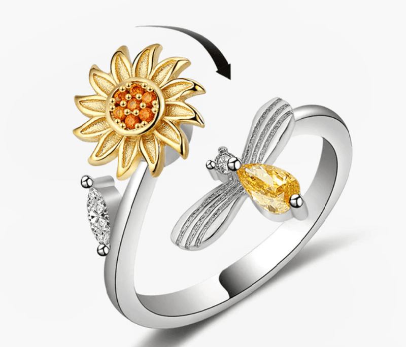 Samantha Silver Daisy & Bee Ring / Stainless Steel