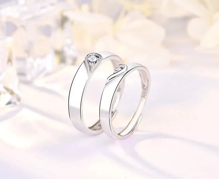 The Heartbeat Promise Couple Rings / 925 Sterling Silver