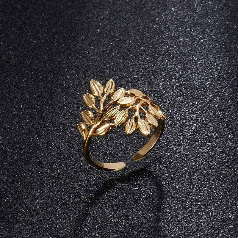 Laurel Leaf Adjustable Rings / Stainless Steel