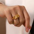 Milla Crumpled Chunky Ring / 18K Gold Plated view 5